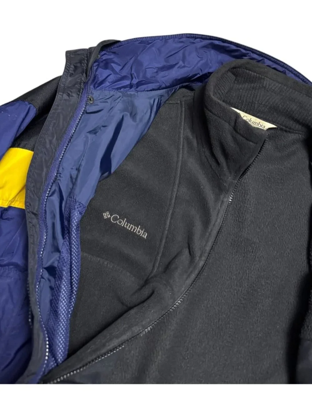 COLUMBIA 2-in-1 Convertible Fleece Jacket Winter Waterproof Ski Jacket Men Large